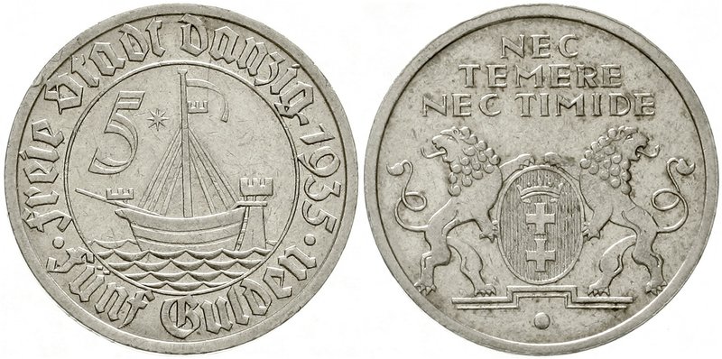 Danzig
Freie Stadt
5 Gulden 1935. Hansekogge. gutes sehr schön, kl. Randfehler...