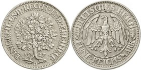 Kursmünzen
5 Reichsmark Eichbaum Silber 1927-1933
1927 D. vorzüglich