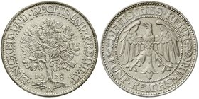 Kursmünzen
5 Reichsmark Eichbaum Silber 1927-1933
1928 A. sehr schön