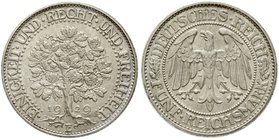 Kursmünzen
5 Reichsmark Eichbaum Silber 1927-1933
1929 E. fast Stempelglanz, Prachtexemplar mit feiner Tönung