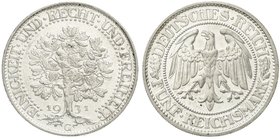 Kursmünzen
5 Reichsmark Eichbaum Silber 1927-1933
1931 G. fast Stempelglanz, Prachtexemplar, selten in dieser Erhaltung