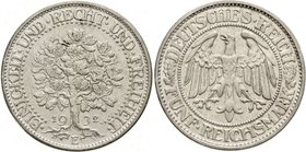 Kursmünzen
5 Reichsmark Eichbaum Silber 1927-1933
1932 E. sehr schön/vorzüglich