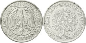 Kursmünzen
5 Reichsmark Eichbaum Silber 1927-1933
1932 J. sehr schön/vorzüglich
