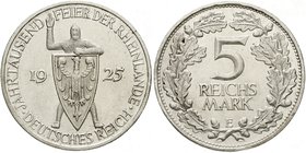Gedenkmünzen
5 Reichsmark Rheinlande
1925 E. vorzüglich/Stempelglanz, Randfehler