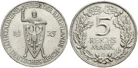 Gedenkmünzen
5 Reichsmark Rheinlande
1925 G. vorzüglich