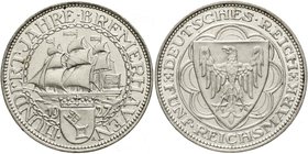 Gedenkmünzen
5 Reichsmark Bremerhaven
1927 A. vorzüglich/Stempelglanz, etwas berieben