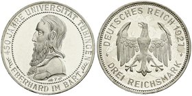 Gedenkmünzen
3 Reichsmark Tübingen
1927 F. Polierte Platte, kl. Kratzer