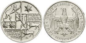 Gedenkmünzen
3 Reichsmark Marburg
1927 A. fast Stempelglanz, Prachtexemplar