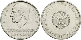 Gedenkmünzen
5 Reichsmark Lessing
1929 G. sehr schön, kl. Randfehler und Kratzer