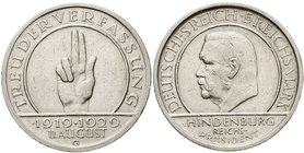 Gedenkmünzen
5 Reichsmark Schwurhand
1929 G. sehr schön, Kratzer