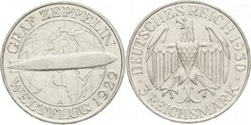 Gedenkmünzen
3 Reichsmark Zeppelin
1930 A. vorzüglich/Stempelglanz