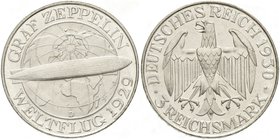 Gedenkmünzen
3 Reichsmark Zeppelin
1930 D. fast Stempelglanz