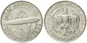 Gedenkmünzen
3 Reichsmark Zeppelin
1930 D. vorzüglich/Stempelglanz, etwas berieben