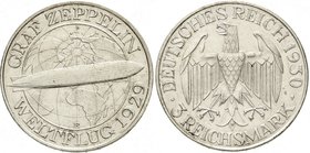 Gedenkmünzen
3 Reichsmark Zeppelin
1930 E. vorzüglich/Stempelglanz
