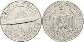 Gedenkmünzen
5 Reichsmark Zeppelin
1930 F. vorzüglich, kl. Kratzer