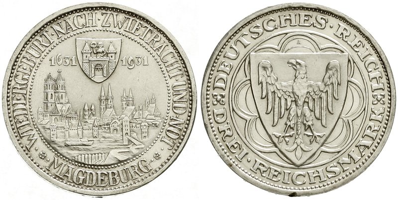 Gedenkmünzen
3 Reichsmark Magdeburg
1931 A. Polierte Platte, kl. Randfehler un...