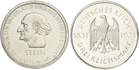 Gedenkmünzen
3 Reichsmark Stein Reichsfreiherr
1931 A. Polierte Platte, min. berieben