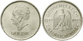 Gedenkmünzen
3 Reichsmark Goethe
1932 A. vorzüglich/Stempelglanz