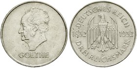 Gedenkmünzen
3 Reichsmark Goethe
1932 J. sehr schön/vorzüglich, kl. Kratzer und Randfehler