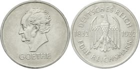 Gedenkmünzen
5 Reichsmark Goethe
1932 A. vorzüglich