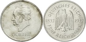 Gedenkmünzen
5 Reichsmark Goethe
1932 D. gutes vorzüglich