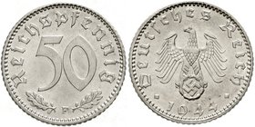 Klein/- und Kursmünzen
50 Reichspfennig, Aluminium 1939-1944
1944 F. fast Stempelglanz, Prachtexemplar