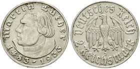 Gedenkmünzen
2 Reichsmark Luther 1933-1934
1933 J. vorzüglich/Stempelglanz