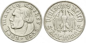 Gedenkmünzen
5 Reichsmark Luther, 1933-1934
1933 F. vorzüglich