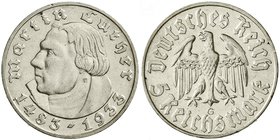 Gedenkmünzen
5 Reichsmark Luther, 1933-1934
1933 G. gutes sehr schön, winz. Randfehler