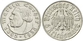 Gedenkmünzen
5 Reichsmark Luther, 1933-1934
1933 J. sehr schön