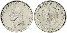 Gedenkmünzen
2 Reichsmark Schiller 1934
1934 F. vorzüglich/Stempelglanz