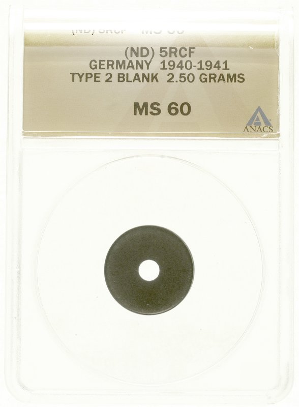 Drittes Reich
Ronde mit Randstauchung des 5 Pfennig Reichskreditkassen 1940/41....