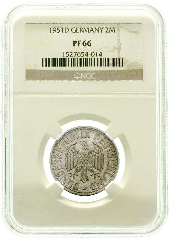 Kursmünzen
2 Deutsche Mark Ähren, Kupfer/Nickel 1951
1951 D. Auflage nach Wint...