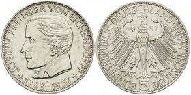 Gedenkmünzen
5 Deutsche Mark, Silber, 1952-1979
Eichendorff 1957 J. sehr schön/vorzüglich