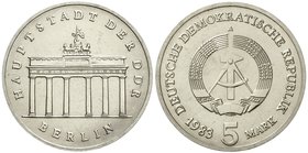 5 Mark 1983 A, Brandenburger Tor. Auflage nur 3000 Ex.
Stempelglanz