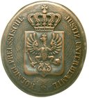 Deutschland
Deutsche Länder, bis 1918
Preussen: Dienstabzeichen für Justiz Unterbeamte. Oval, 70 X 78 mm. sehr schön/vorzüglich, Nadel mit Lötrepara...