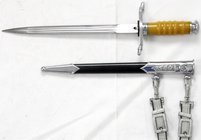 Blankwaffen
Deutschland
DDR: Offiziersdolch der NVA in Scheide mit Gehänge. Länge 39,5 cm.