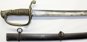 Blankwaffen
Deutschland
Pallasch um 1860. Hersteller C. Putsch Sohn, Solingen. In Scheide. Gesamtlänge 100 cm. Scheide Knickspur