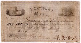 Ausland
Jersey
St. Saviour`s Bank. One Pound 1. Mai 1832 (handschriftlich eingetragenes Datum). III-IV, selten