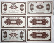 Ausland
Marokko
6 einseitige Proben des 1000 Francs, 3 X Vorderseite und 3 X Rückseite, teils gelocht. 1 X kl. Einriss. II-I