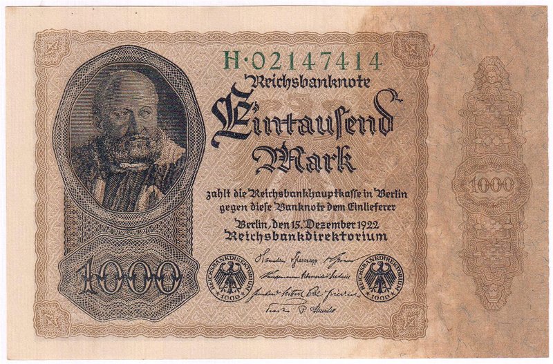 Die deutschen Banknoten ab 1871 nach Rosenberg
Deutsches Reich, 1871-1945
1000...