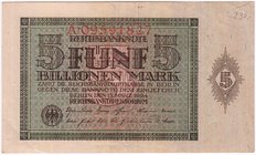 Die deutschen Banknoten ab 1871 nach Rosenberg
Deutsches Reich, 1871-1945
5 Billionen Mark 15.3.1924 Serie A. II-III