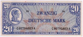 Die deutschen Banknoten ab 1871 nach Rosenberg
Westliche Besatzungszonen und BRD, ab 1948
20 Mark Bank Deutscher Länder 1948. Kennbuchst. C, Serie A...