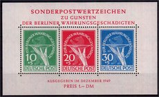 Deutschland
Berlin
Währungsgeschädigten-Block 1949. Michel 950,- Euro. **, Pracht