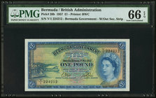 Bermuda Bermuda Government 1 Pound 1.5.1957 Pick 20b PMG Gem Uncirculated 66 EPQ. 

HID09801242017