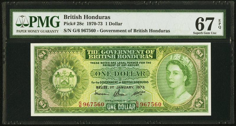 British Honduras Government of British Honduras 1 Dollar 1.1.1973 Pick 28c PMG S...