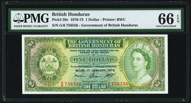 British Honduras Government of British Honduras 1 Dollar 1.1.1973 pick 28c PMG G...