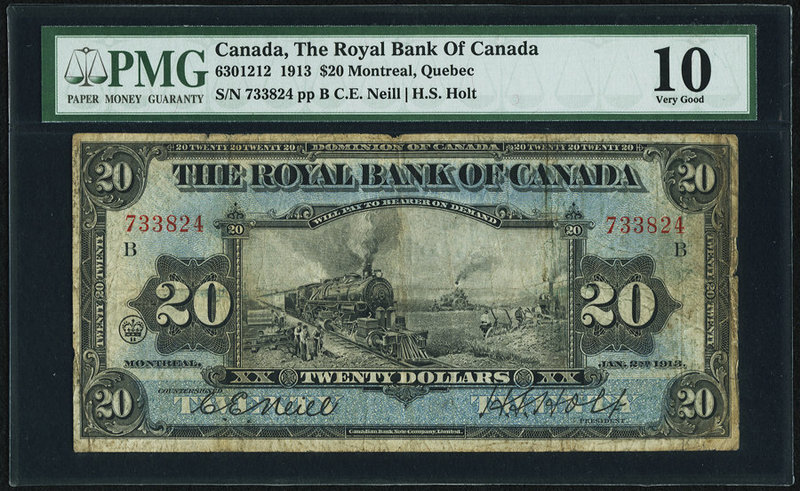 Canada Royal Bank of Canada $20 2.1.1913 Ch.# 630-12-12 PMG Very Good 10. 

HID0...