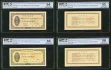 China People's Republic Lot Of Four Uniface Front And Back Specimen Exchange Certificates. 500000; 1000000 Yuan Exchange Certificate 1954 Pick UNL Two...
