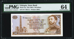 Ethiopia State Bank of Ethiopia 20 Dollars ND (1961) Pick 21a PMG Choice Uncirculated 64. 

HID09801242017
